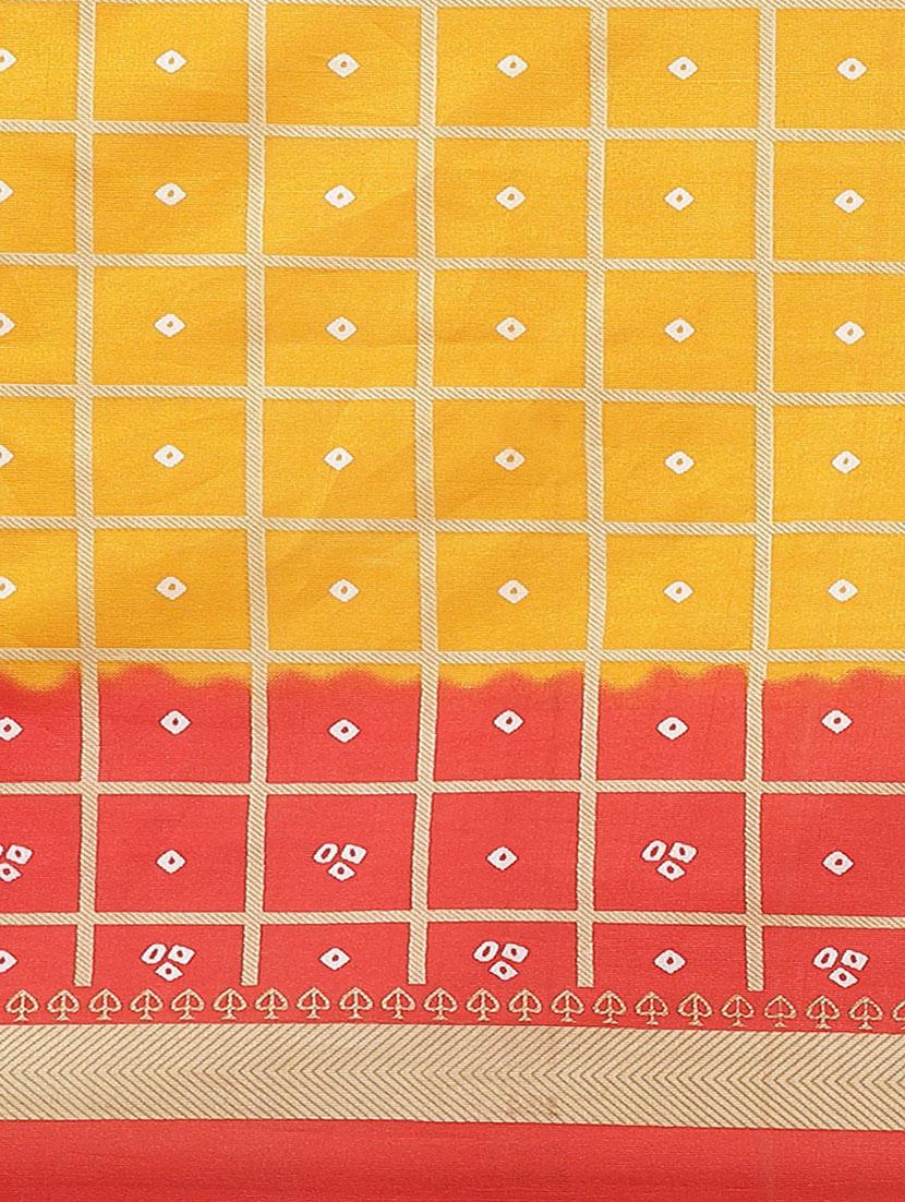 women's checks yellow colored saree with blouse - 18577680 - Standard Image - 3