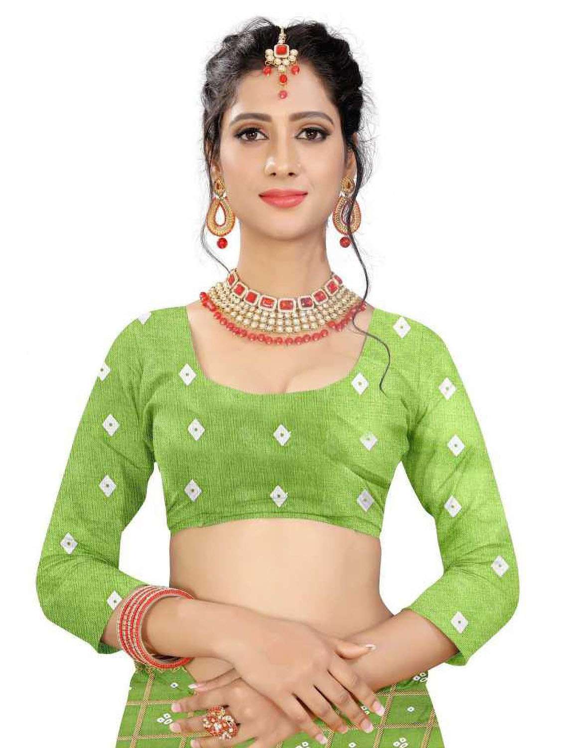 women's checks magenta colored saree with blouse - 18577682 - Standard Image - 3