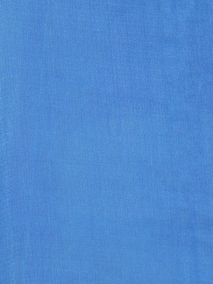 women's checks blue colored saree with blouse - 18577688 - Standard Image - 3