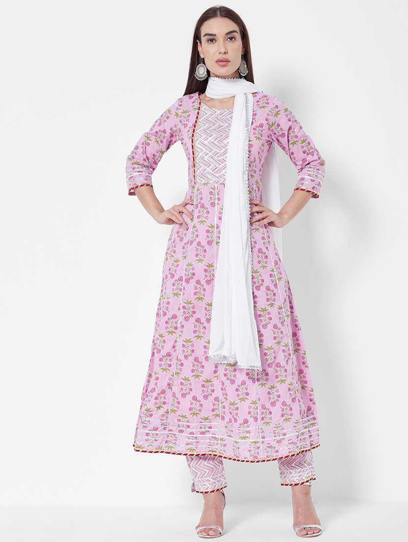 Buy online Purple Cotton Suit Set from ethnic wear for Women by Vedic