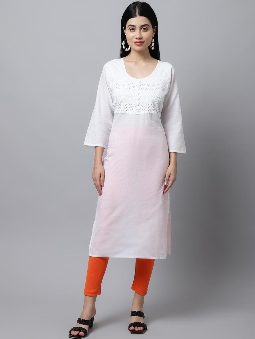 orange solid woolen legging - 18578416 - Standard Image - 3
