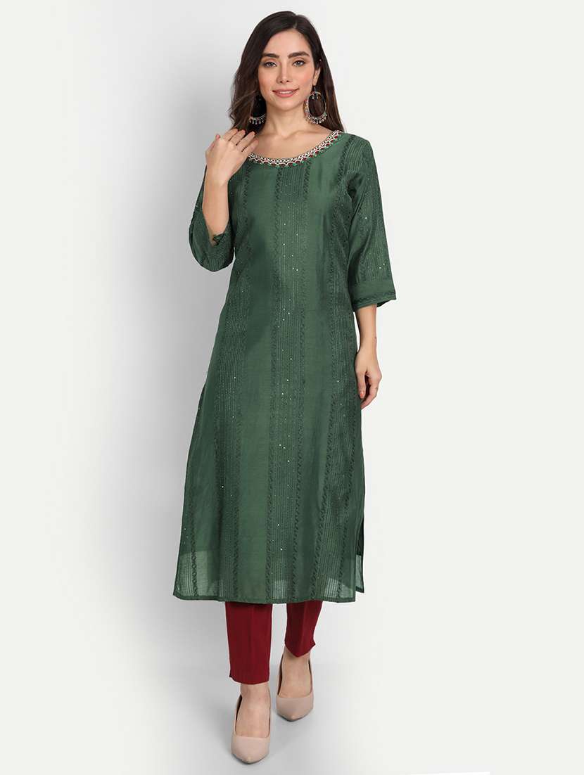 self design straight kurta