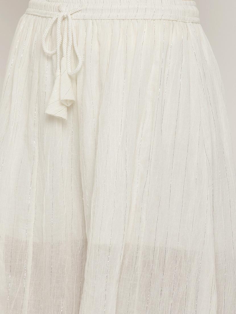 white self design flared palazzo - 18579065 - Standard Image - 5
