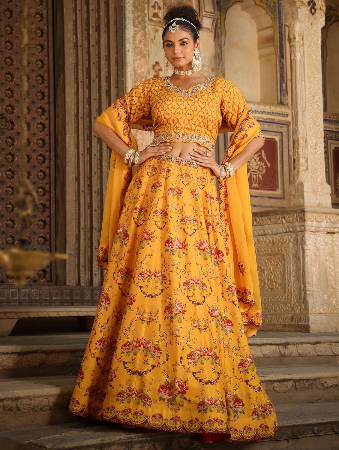 Floral Lehenga Choli With Dupatta 