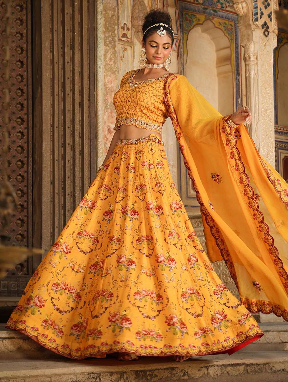 Floral Lehenga Choli With Dupatta 