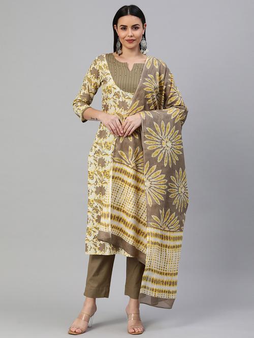 floral kurta pant set with dupatta - 18582725 -  Standard Image - 0