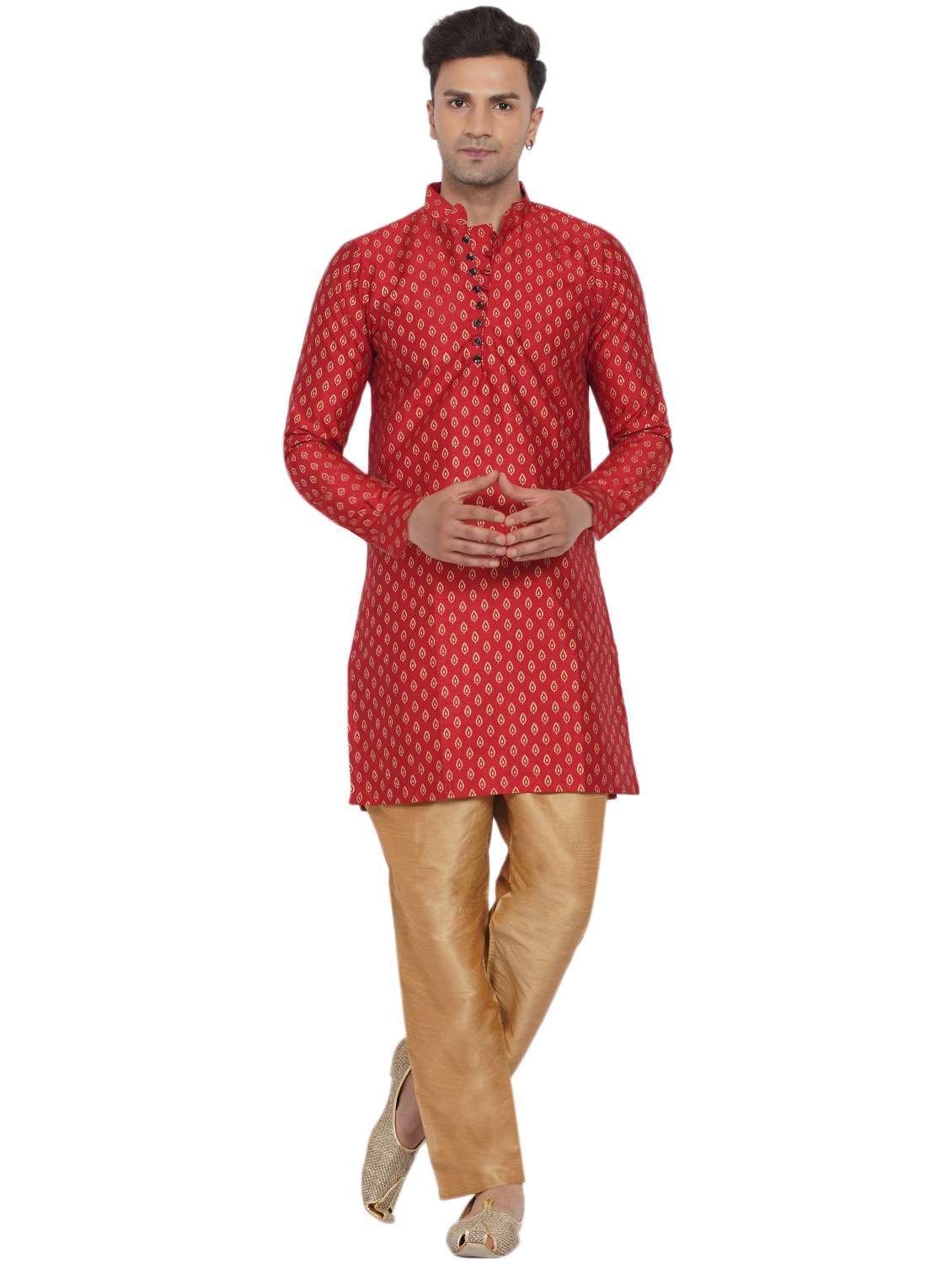 printed silk long kurta