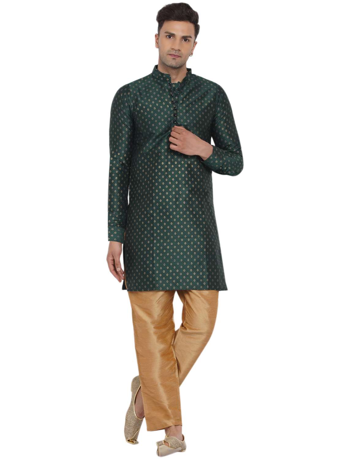 printed silk long kurta