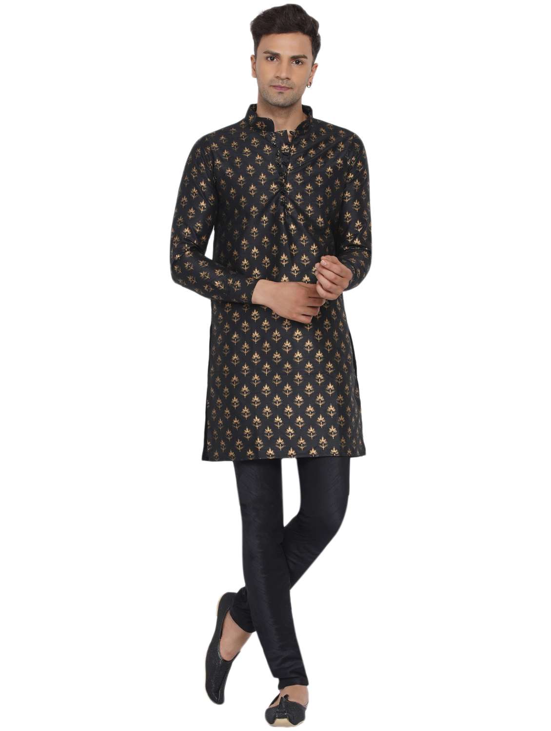 printed silk long kurta