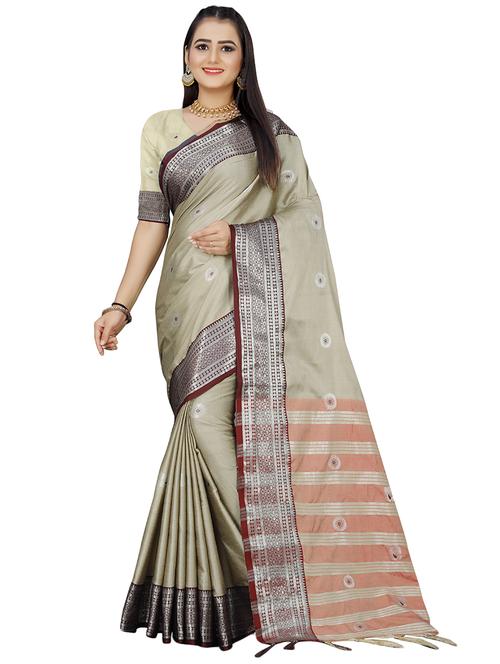 women's self design off white colored saree - 18583292 -  Standard Image - 0