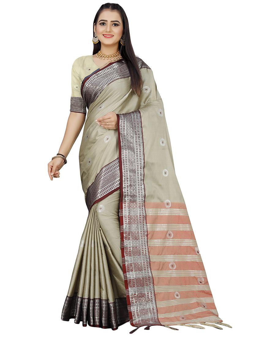 women's self design off white colored saree - 18583292 -  Zoom Image - 0