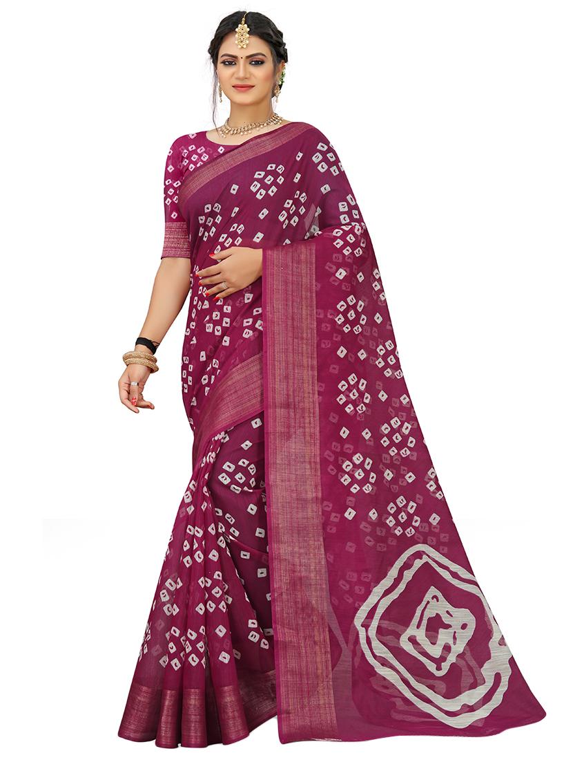 women's bandhani magenta colored saree - 18583427 - Zoom Image - 0