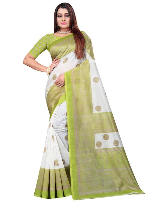 women's ethnic motifs green colored saree with blouse - 18583435 - Standard Image - 0