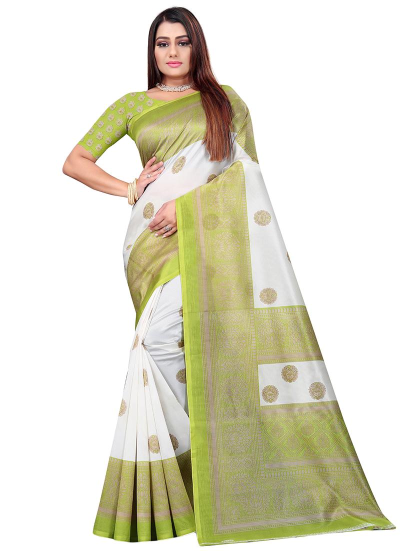 women's ethnic motifs green colored saree with blouse - 18583435 - Zoom Image - 0