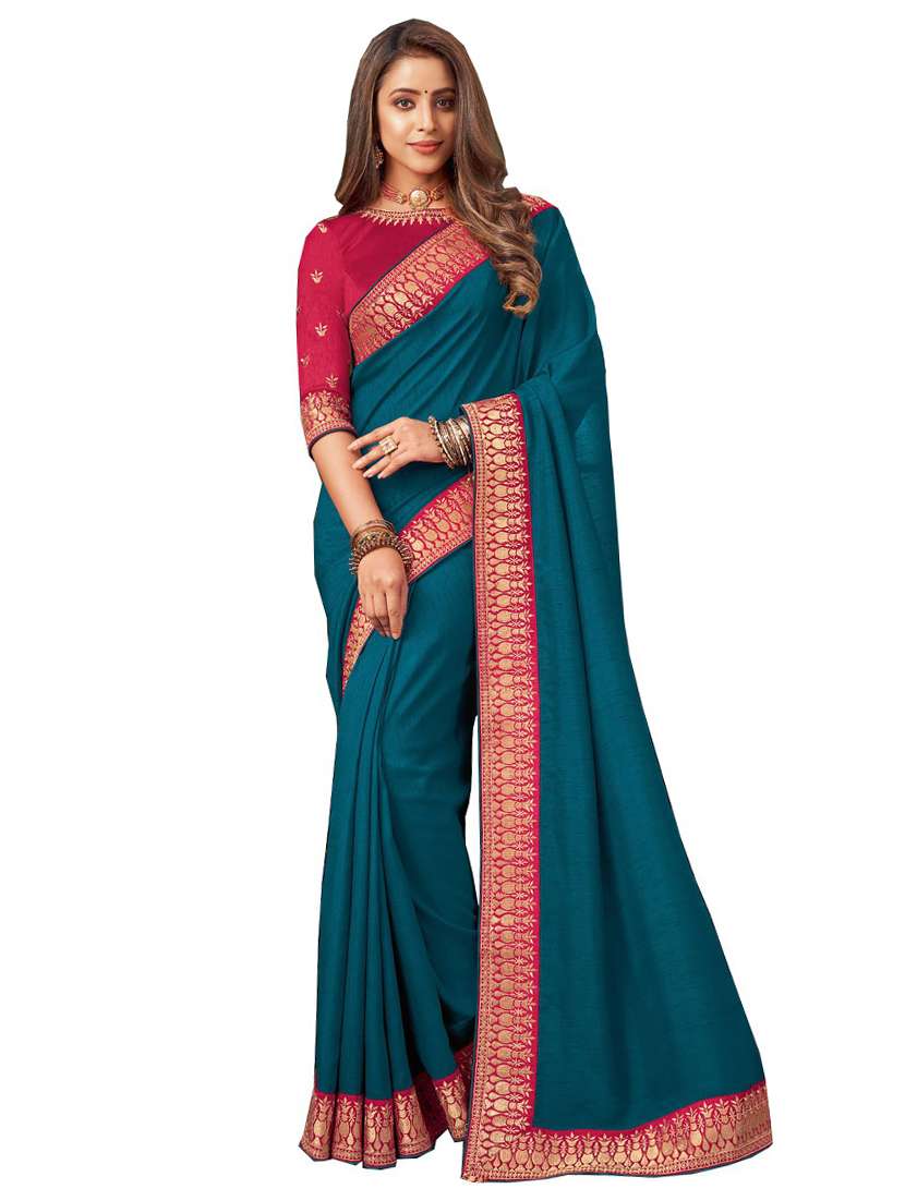 solid bordered saree - 18584834 -  Zoom Image - 0