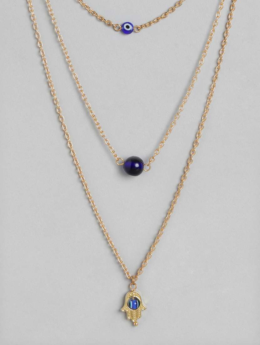 Evil Eye Pendant Detailing Layered Chain Necklace