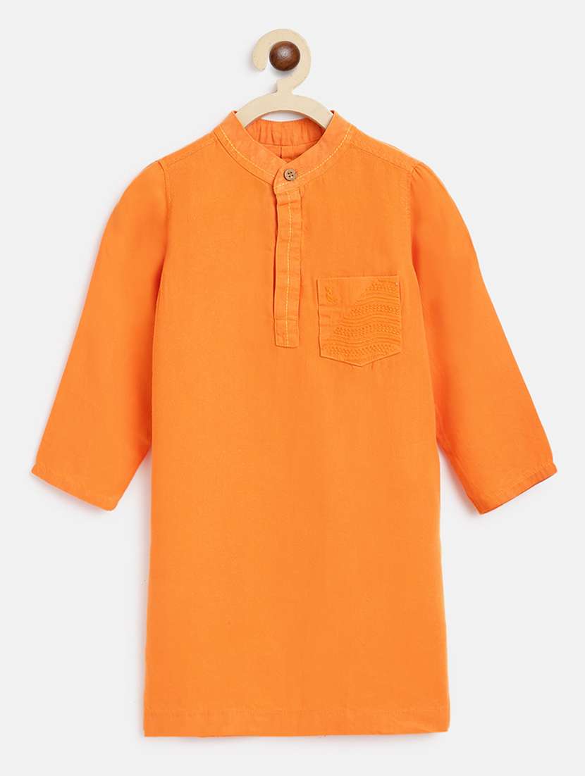 orange solid kurta