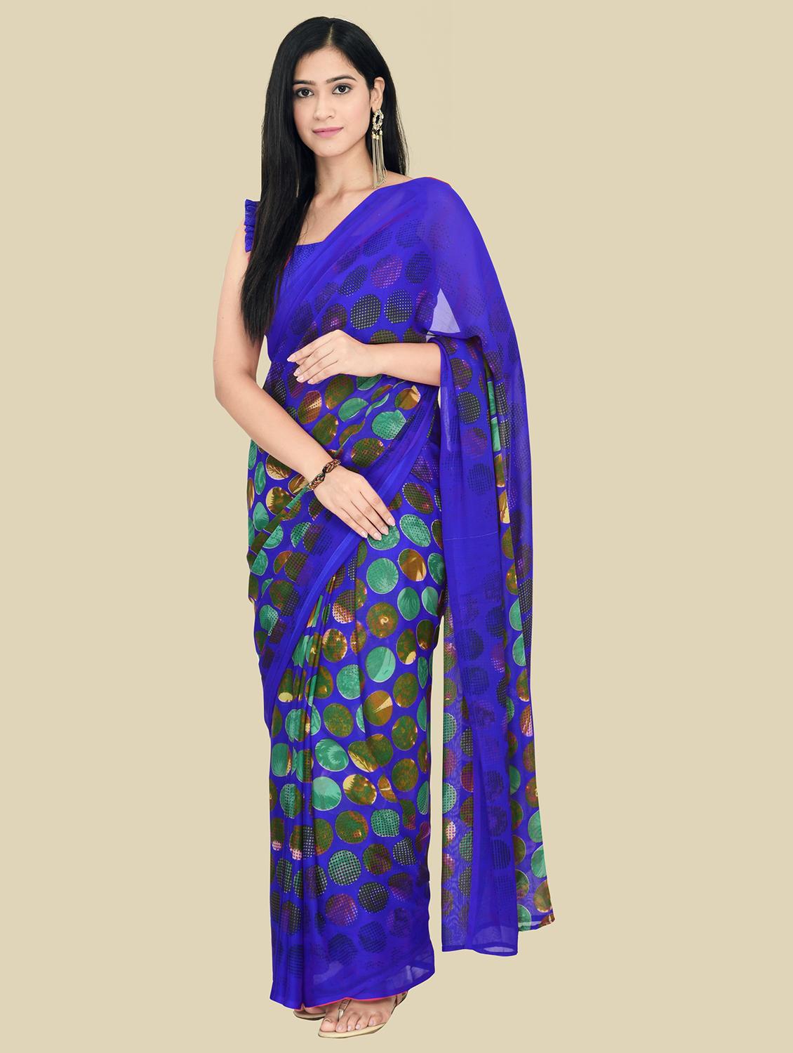 printed jamdani saree with blouse - 18587207 -  Zoom Image - 0