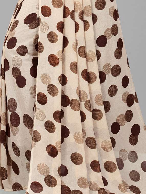 women's polka dots beige colored saree with blouse - 18587215 - Standard Image - 3