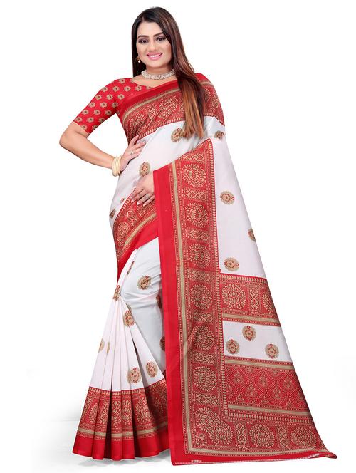 women's self design white colored saree - 18587219 - Standard Image - 0