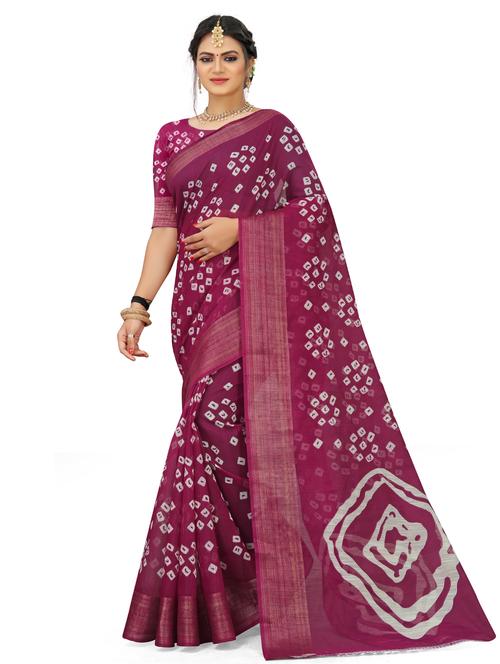 women's bandhani purple colored saree with blouse - 18587228 - Standard Image - 0