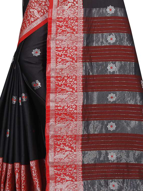 women's self design black colored saree with blouse - 18587244 - Standard Image - 3