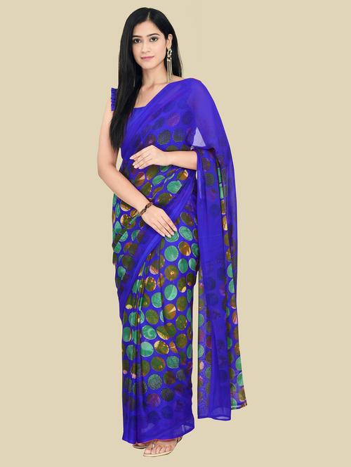 printed jamdani saree with blouse - 18587281 - Standard Image - 0