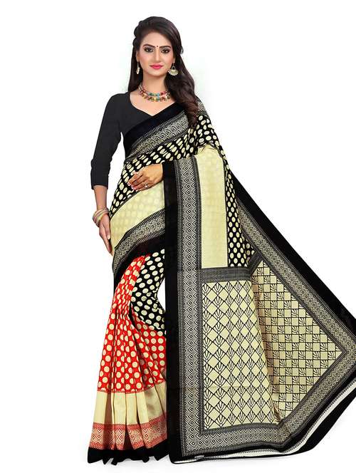 women's polka dots multi colored saree with blouse - 18587596 - Standard Image - 0