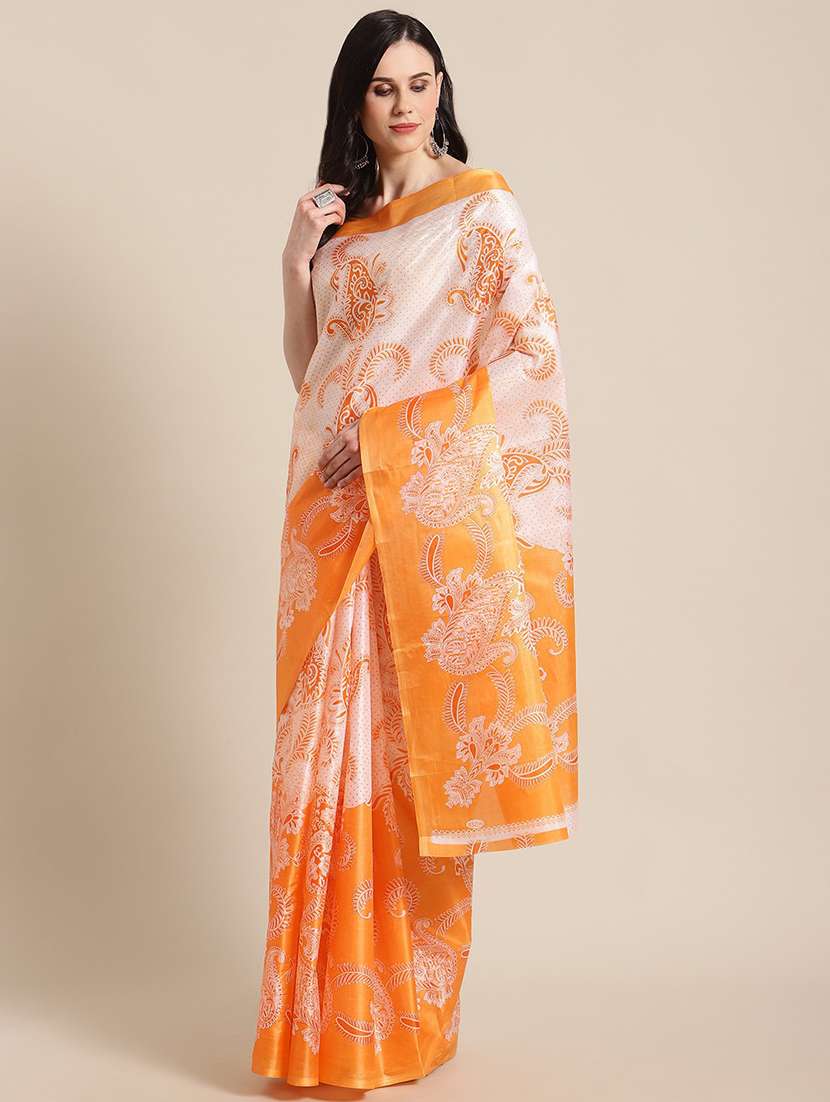 women's paisley orange colored saree - 18587852 - Zoom Image - 0