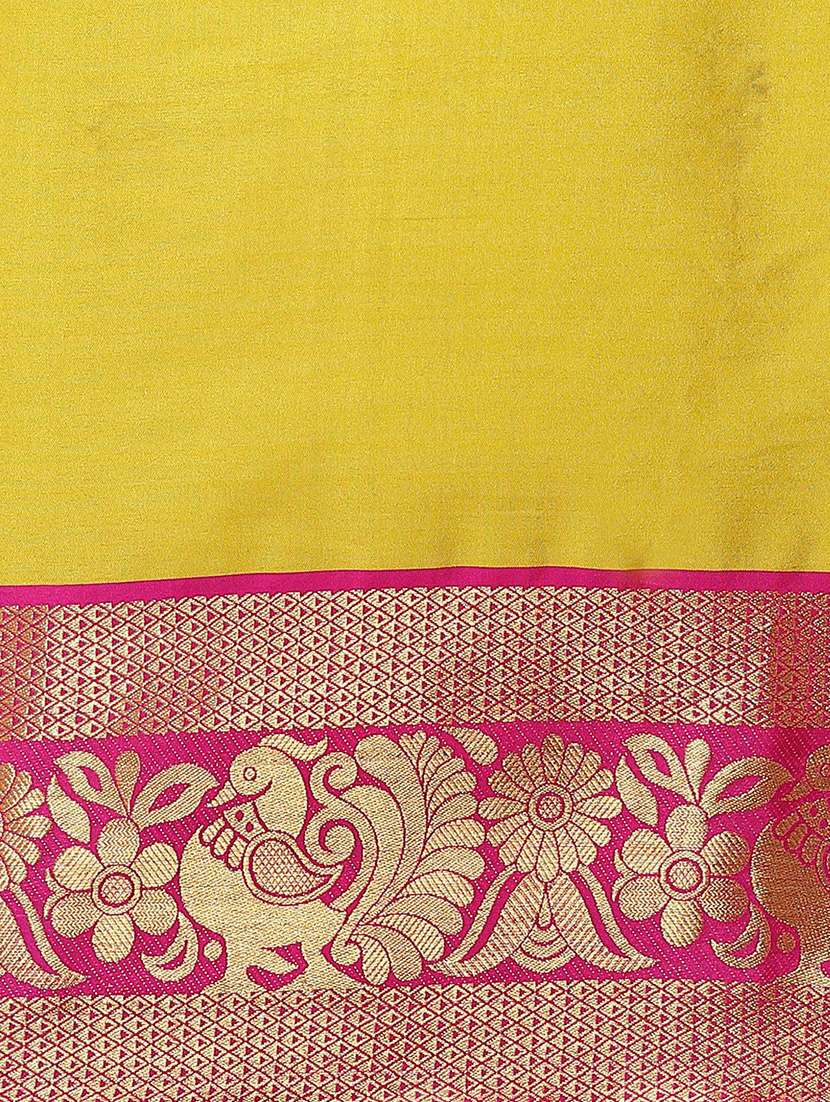 women's self design yellow colored saree with blouse - 18587871 - Standard Image - 3