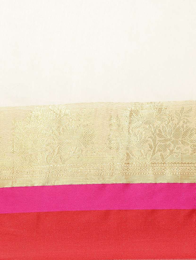 women's bordered cream colored saree with blouse - 18588015 -  Standard Image - 3