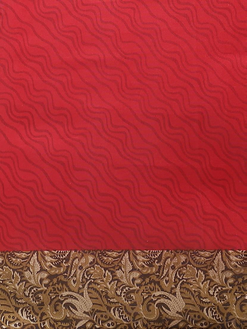 women's bordered red colored saree with blouse - 18588074 - Standard Image - 5