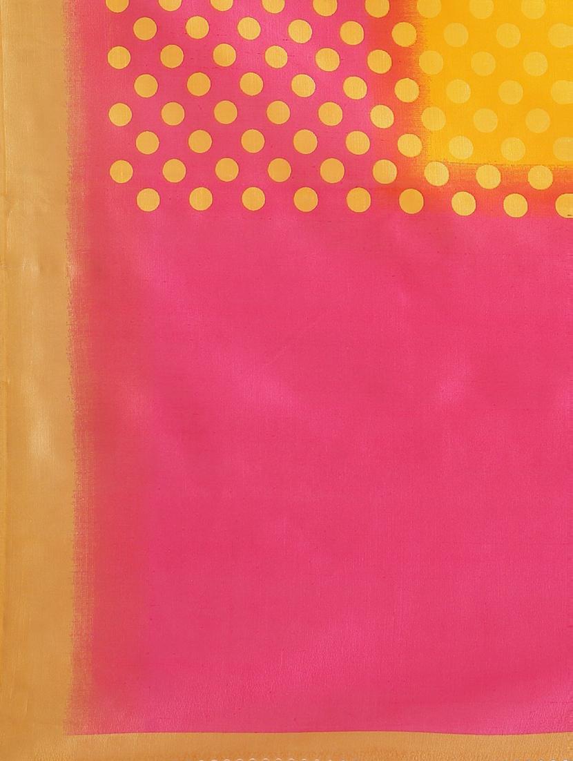 women's polka dots yellow colored saree with blouse - 18588081 - Standard Image - 5