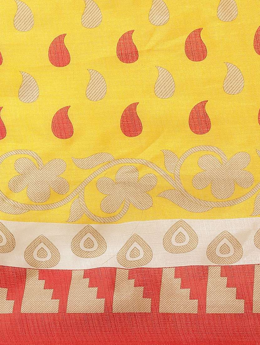 women's paisley yellow colored saree - 18588254 -  Standard Image - 3
