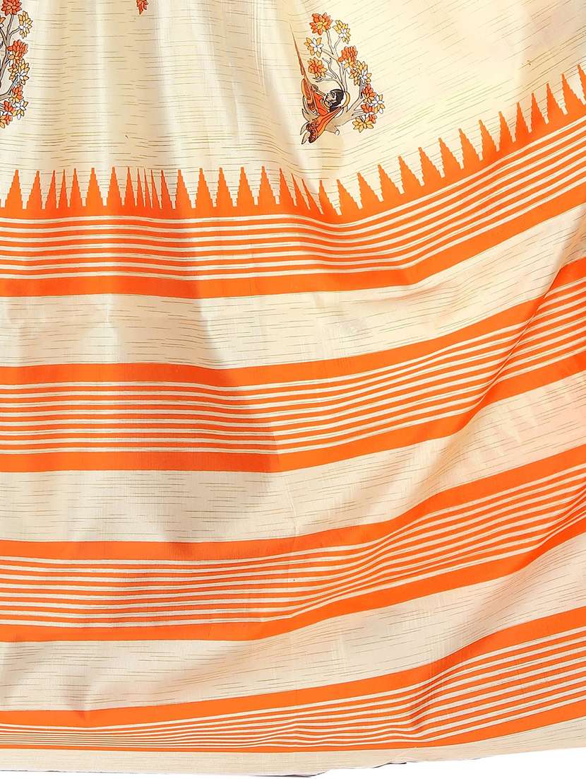 women's kalamkari mustard colored saree - 18588475 - Standard Image - 3