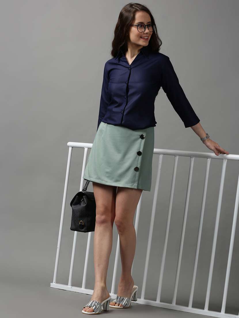 navy blue solid shirt - 18589040 - Standard Image - 3