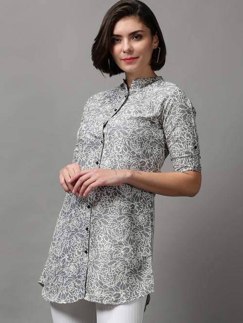 grey  printed long shirt - 18589063 -  Standard Image - 0