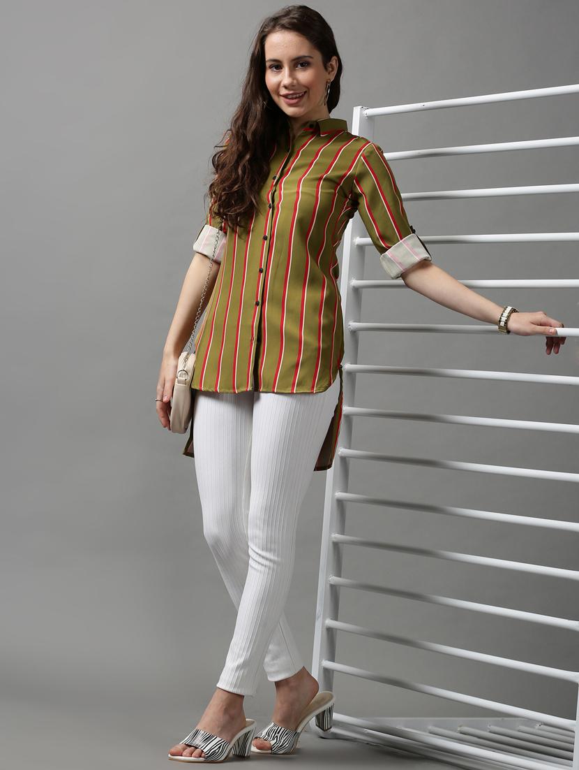 roll up sleeved high low shirt - 18589067 - Standard Image - 3