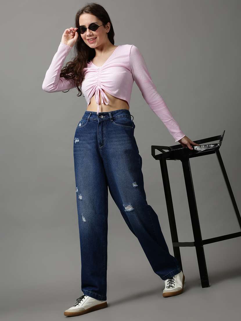 women's distress straight fit jeans - 18589075 -  Standard Image - 3