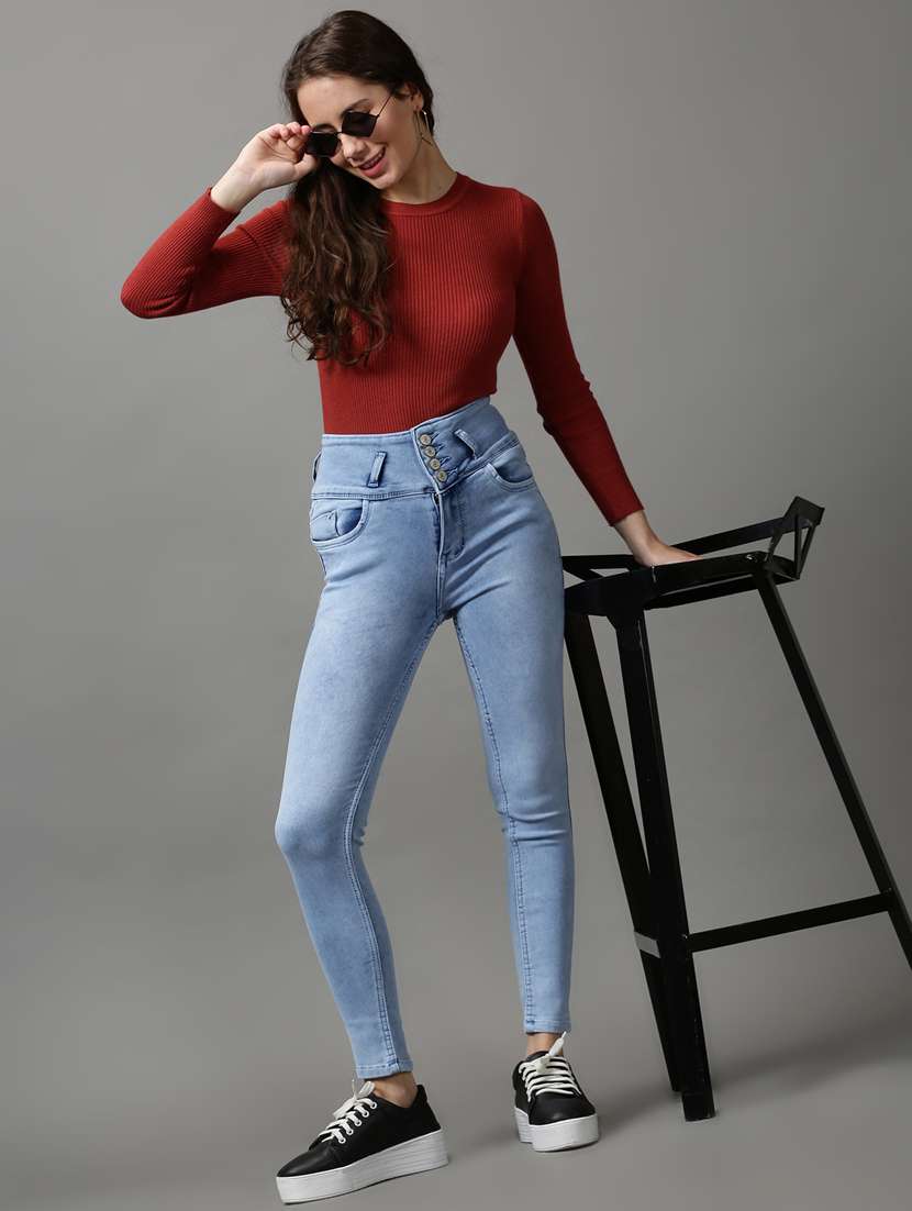 women's plain skinny fit jeans - 18589093 - Standard Image - 3