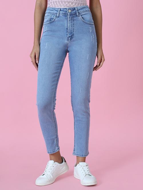 women's distress slim fit jeans - 18589099 - Standard Image - 0