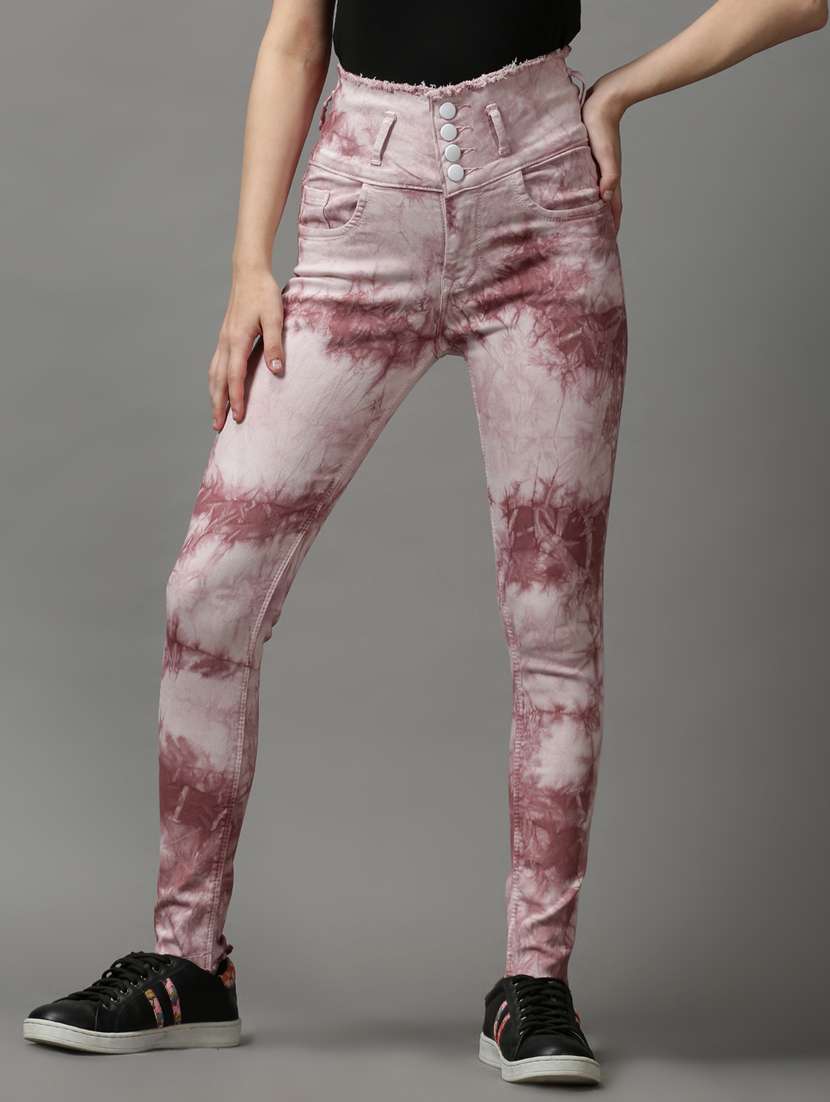 women's tie & dye slim fit jeans