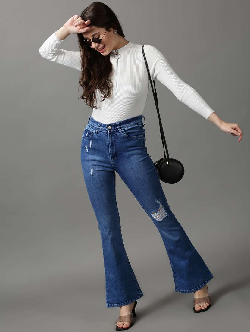 women's distress bootcut jeans - 18589110 -  Standard Image - 3