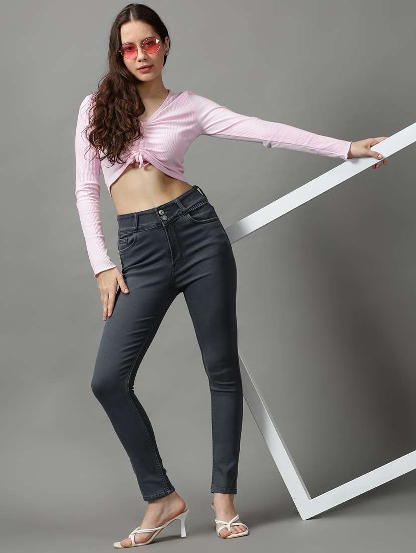 women's plain slim fit jeans - 18589126 - Standard Image - 3