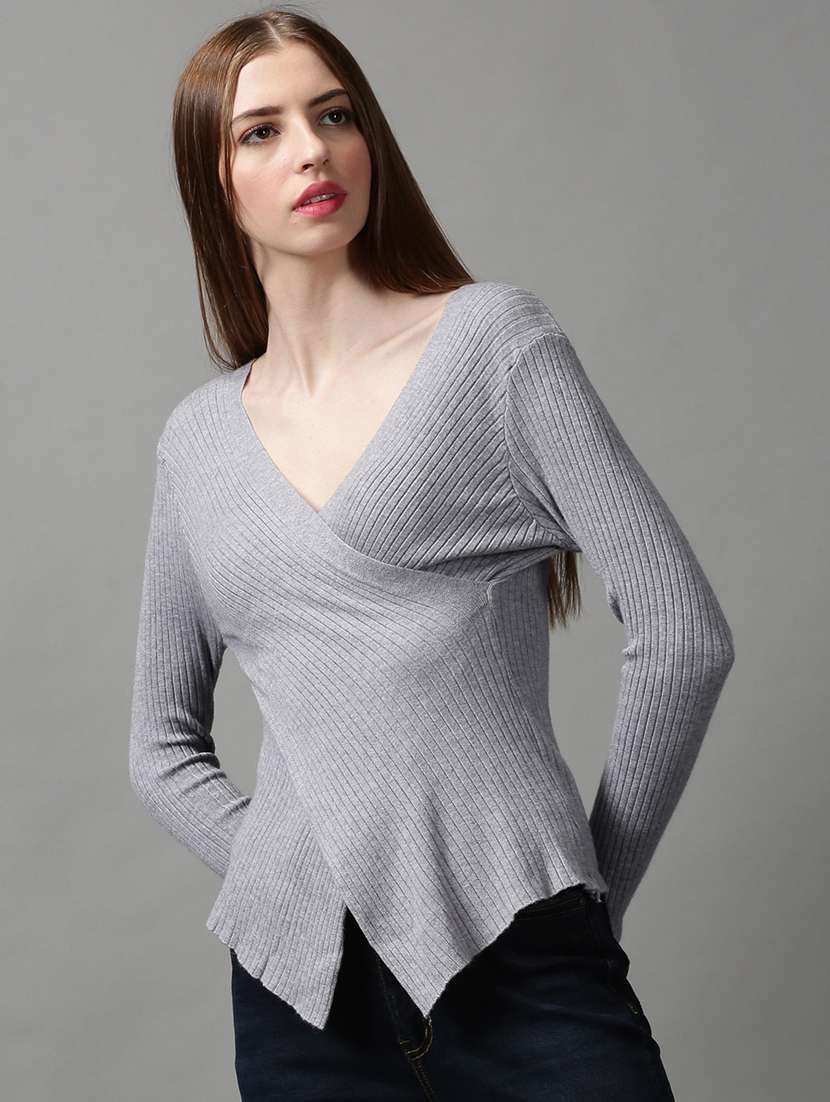 women's wrap overlap neck top - 18589145 -  Zoom Image - 0