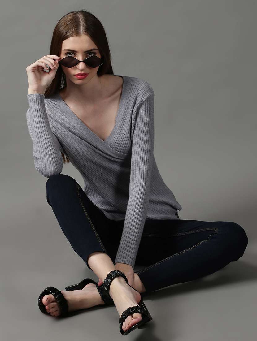 women's wrap overlap neck top - 18589145 -  Standard Image - 3