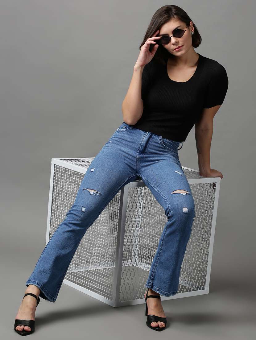 round neck solid crop top - 18589166 - Standard Image - 3