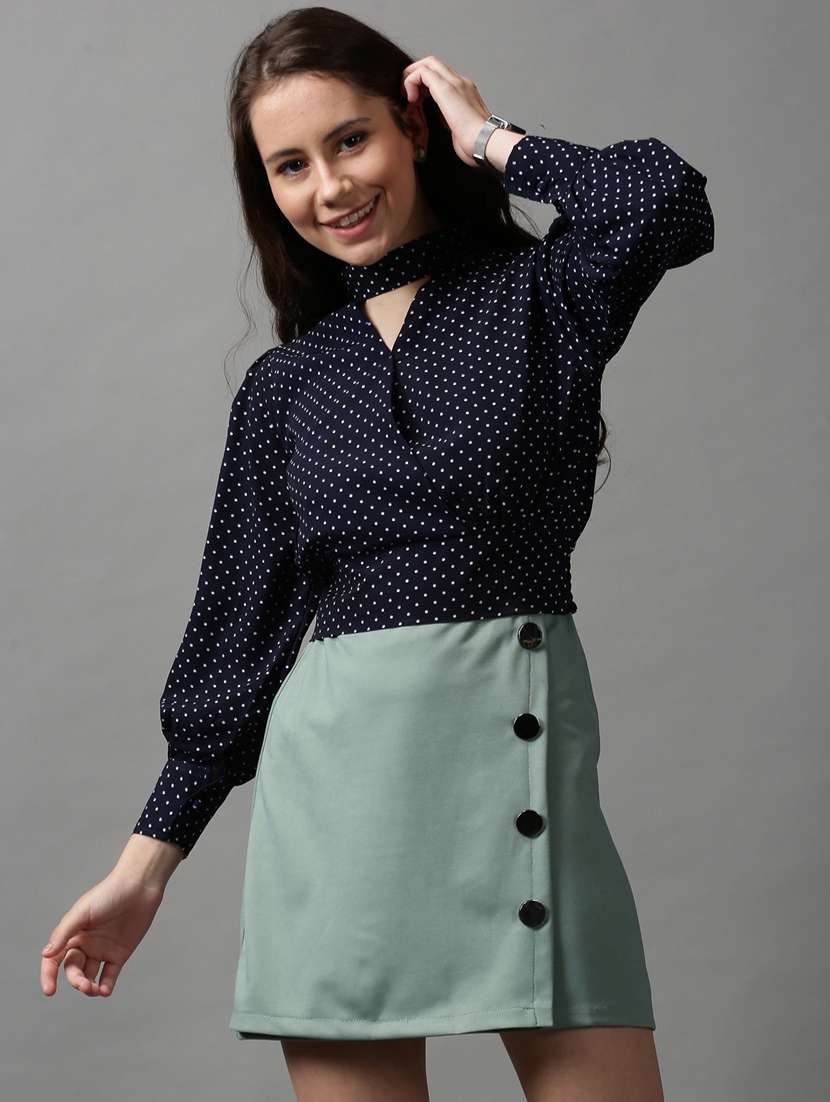 women's blouson key hole neck top