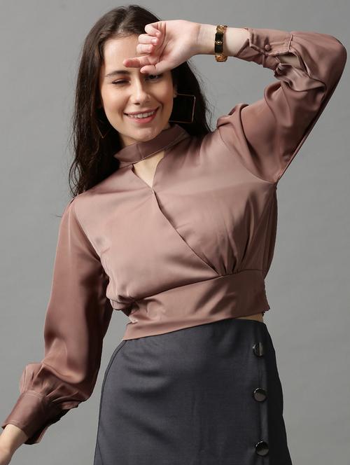 women's blouson key hole neck top - 18589189 -  Standard Image - 0