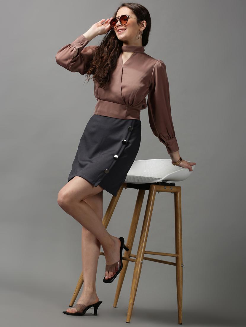 women's blouson key hole neck top - 18589189 - Standard Image - 3